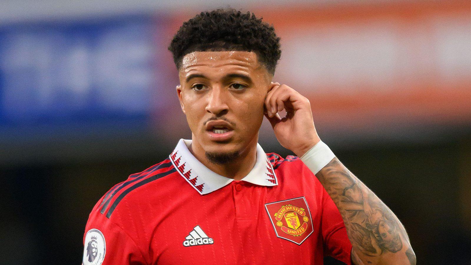 22 Oct 2022 - Chelsea v Manchester United - Premier League - Stamford Bridge Manchester United's Jadon Sancho during the Premier League match against Chelsea at Stamford Bridge, London.