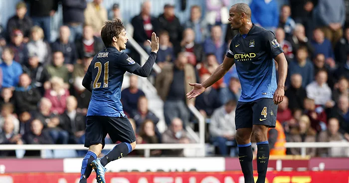 David Silva ăn mừng bàn thắng cho Manchester City trong trận gặp West Ham năm 2014