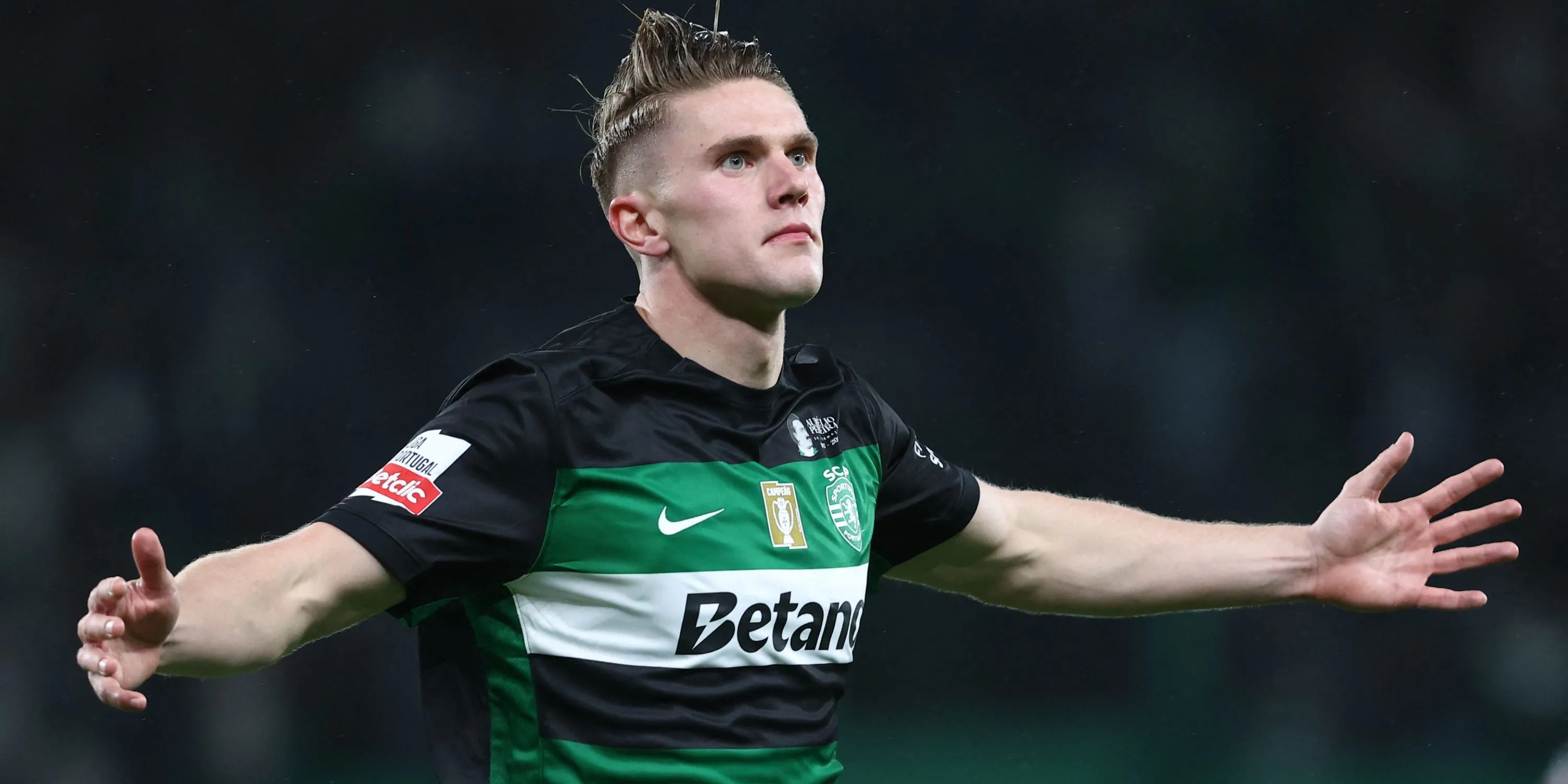 Tiền đạo Viktor Gyokeres trong màu áo Sporting CP, mục tiêu tiềm năng của Arsenal.