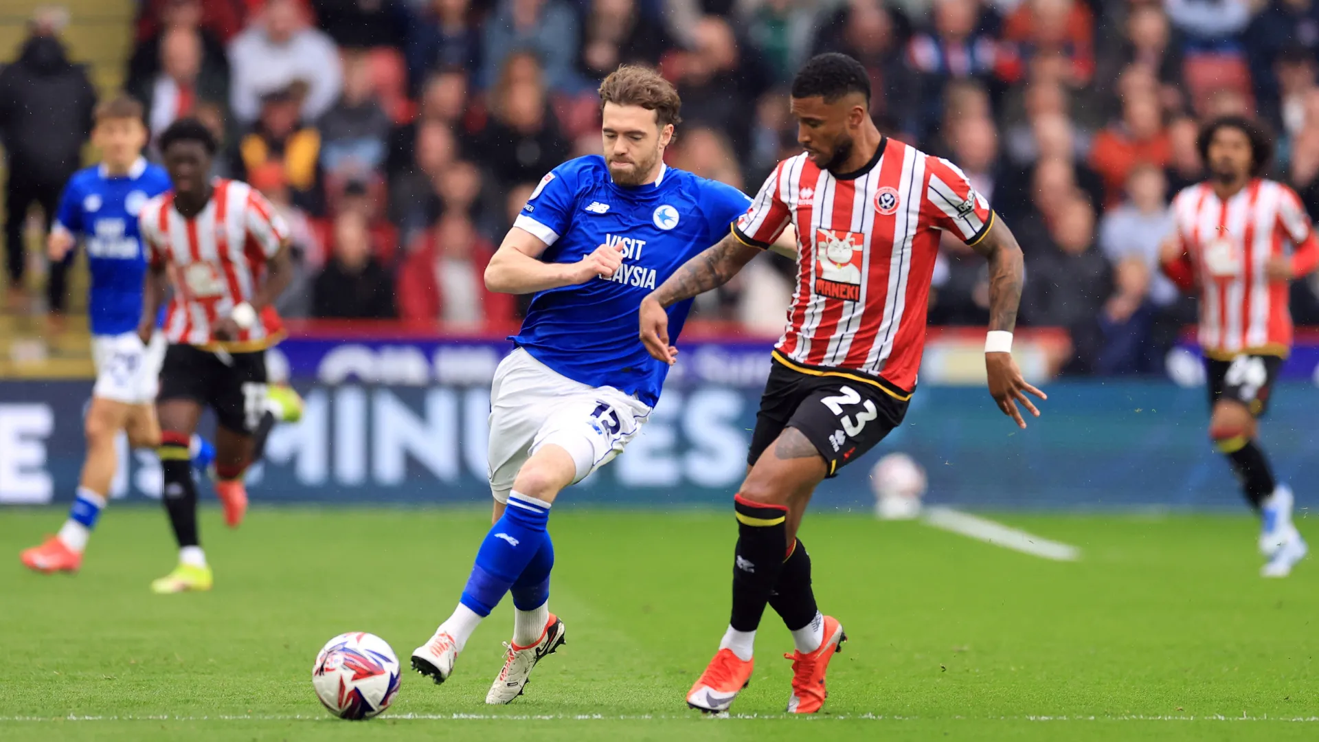 Tyrese Campbell ăn mừng bàn thắng cho Sheffield United thể hiện sự hồi sinh phong độ