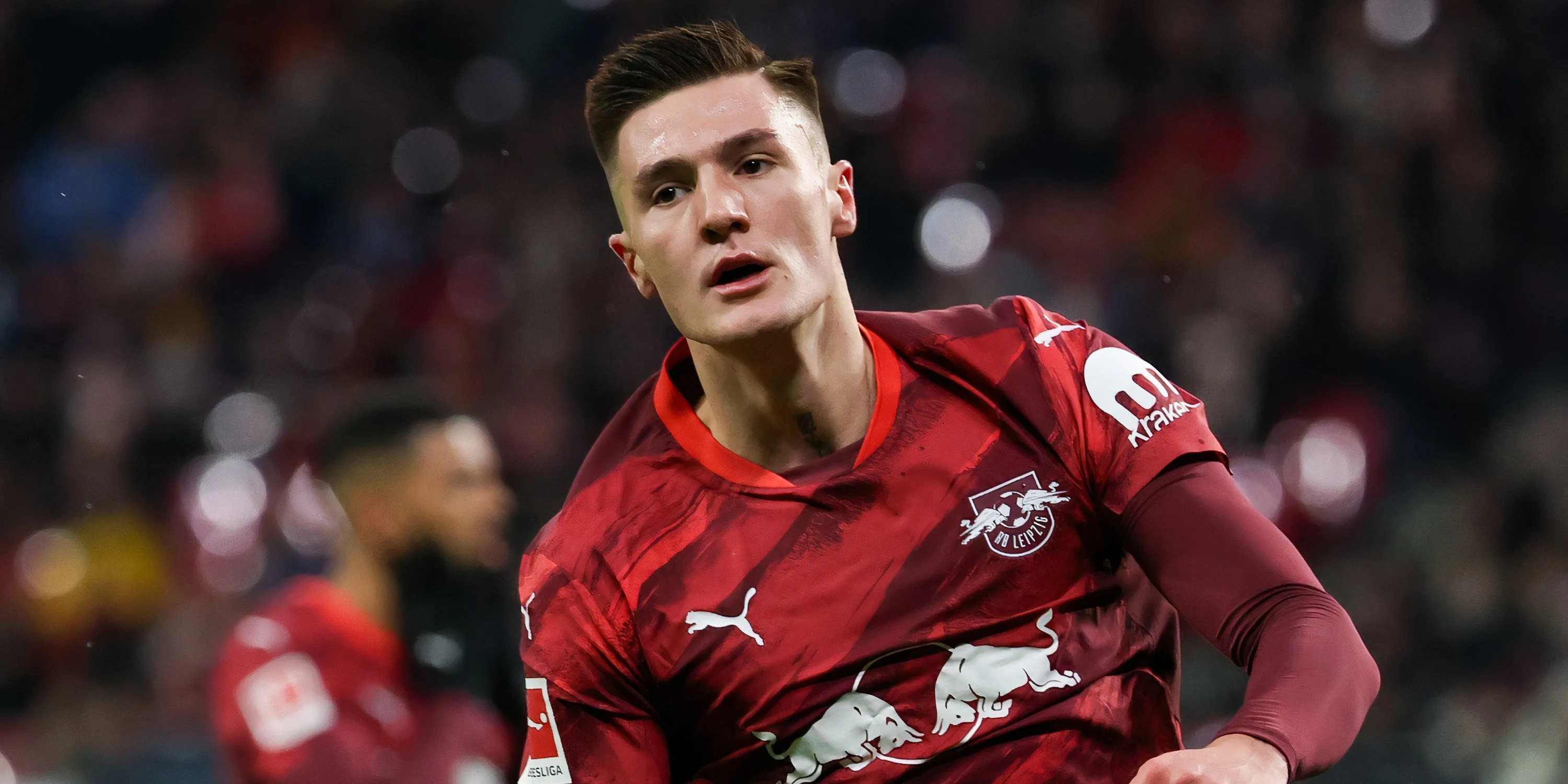 Benjamin Sesko thi đấu cho RB Leipzig, mục tiêu của Arsenal trên thị trường chuyển nhượng.