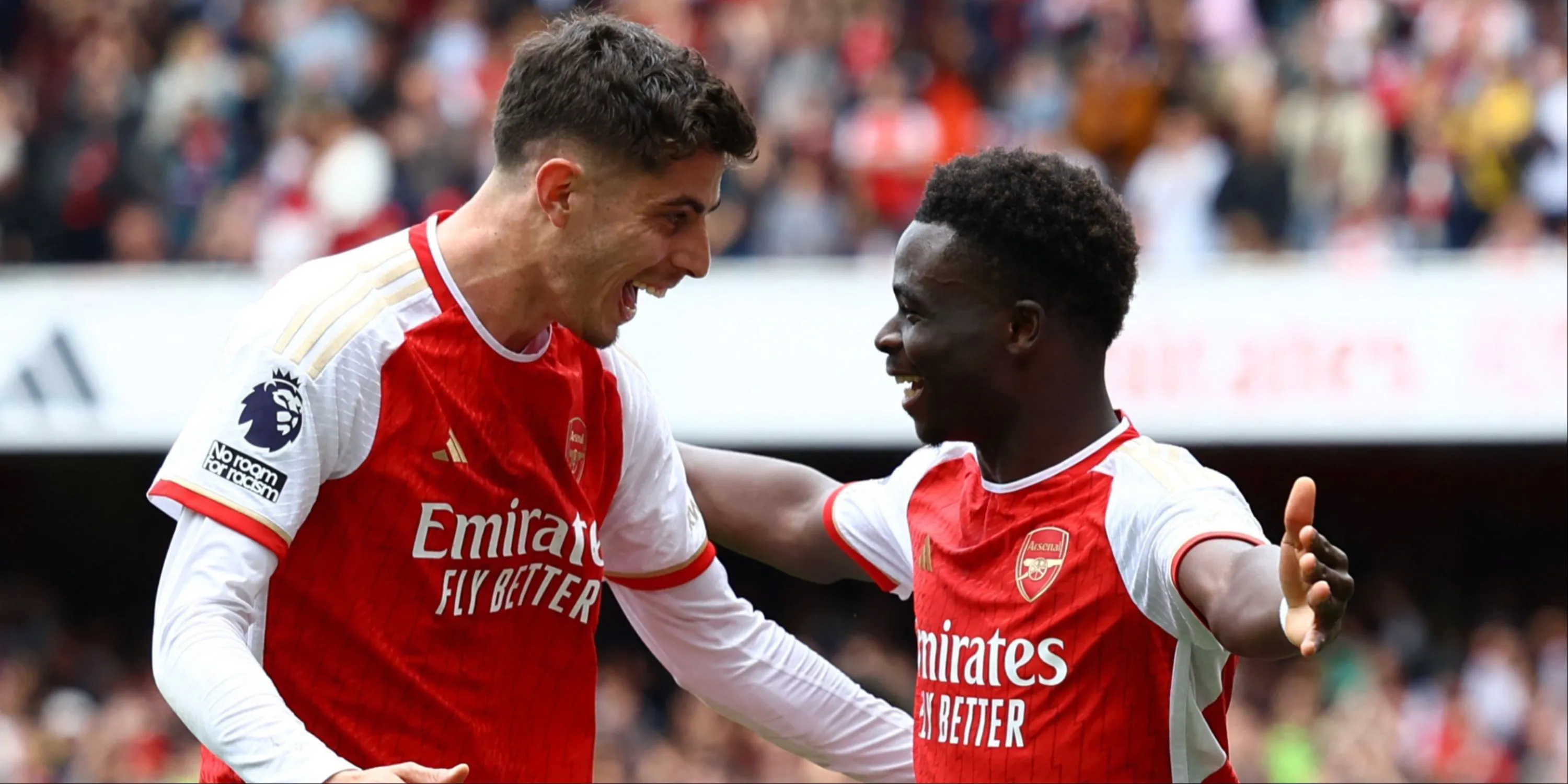 Kai Havertz và Bukayo Saka ăn mừng bàn thắng